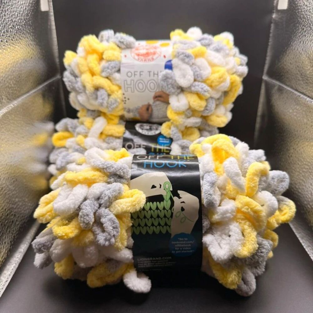 Lion Brand Yarns Off the Hook Loop Yarn Lemon Drop Lot of 3